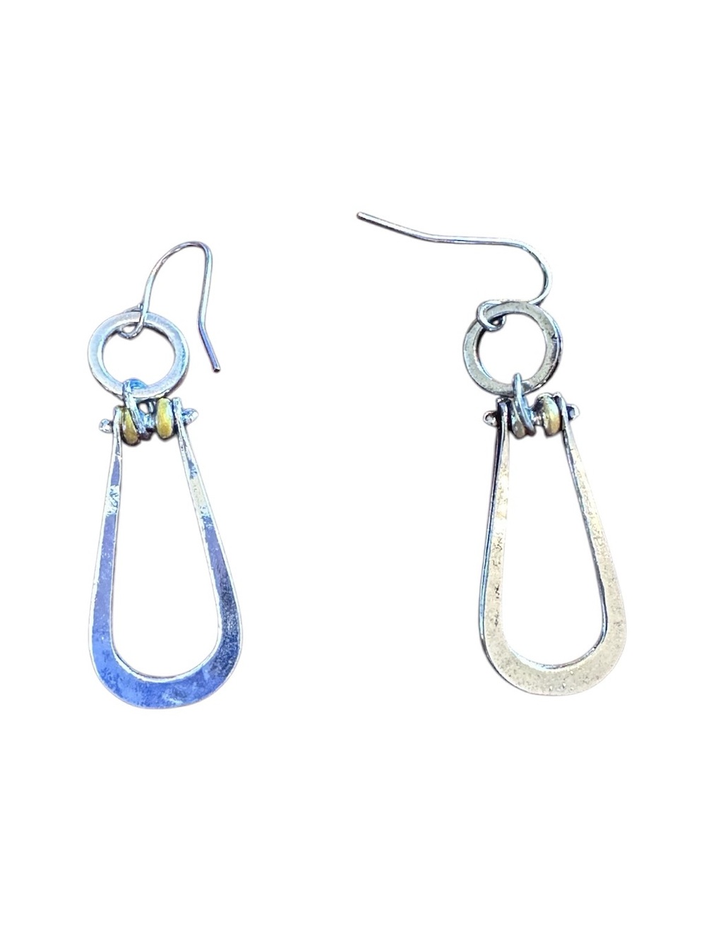 Boho Mixed Metal Geometric Style Silver Drop Earrings